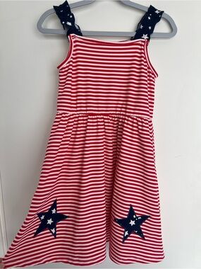 btween Red & White Striped Dress with Navy Star Straps